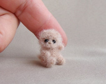 Crochet Miniature Cat 1,1 inch. Mini Teddy cat Doll, Little Fluffy Amigurumi Kitten, Tiny Stuffed Animal, Small Toy 28 mm. Personalized gift