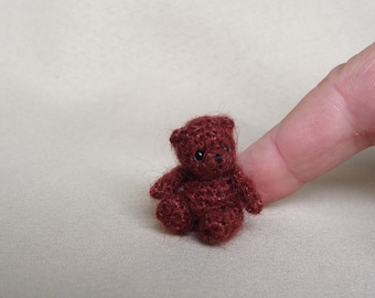 Miniature teddy bear Mini amigurumi crochet animals Funny dollhouse miniatures 1.2 inch