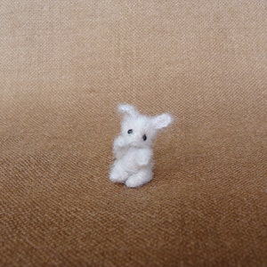 Tiny crochet miniature bunny toy. Amigurumi beige  rabbit teddy. Dollhouse miniatures, Best friend Christmas gift