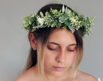 Rustic crown,Eucalyptus flower crown,Flower wedding crown,Rustic wedding,Maternity crown,Natural crown,Flower girl crown,Greenery hair crown