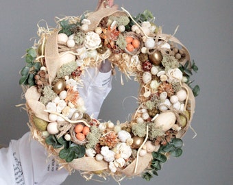 Natural wreath,Dried flowers wreath,Easter gift,Easter decoration,Spring wreath,Artificial wreath,Easter,Easter rustic wreath,Door wreath