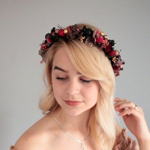 Berry floral crown,Bridal flower crown,Summer flower crown,Wedding flower crown,Bridal hair piece,Bridesmaid crown,Flower girl crown image 1