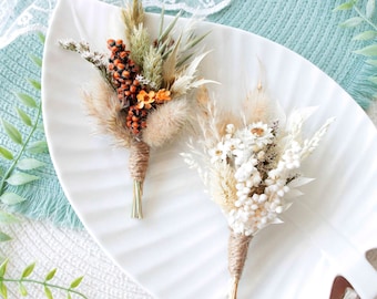 Rustic boutonnieres,Pampas dried boutonnieres,Natural boutonnieres,Wedding boutonnière,Fall Wedding,Dried flower boutonnière,Mens buttonhole