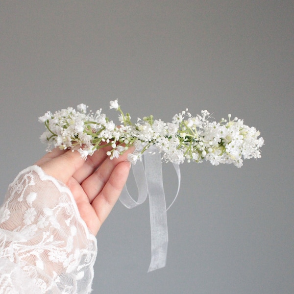 White Flower Crown,Bridal Headpiece,Wedding accessories, Girl crown, Greenery hair flowers