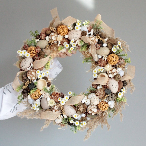 Dried flowers wreath,Easter decor,Easter gift,Easter rustic wreath,Door wreath,Spring wreath,Natural wreath,Easter wreath,Front door wreath