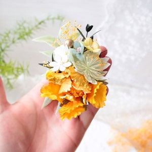 Wedding hair piece,Yellow flower pins,Yellow-blue flower pins,Wedding hair pin,Rustic wedding clip,Rustic wedding pin image 3