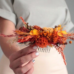 Terracotta Dried Flower Comb: Autumn Wedding Bridal Headpiece
