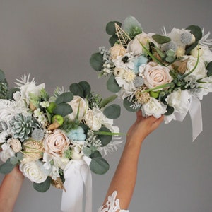 Set of 2 compositions,Composition with artificial flower,Flower table center decor,Home decor,Rustic floral decor,Composition with succulent
