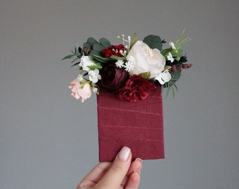 Pocket boutonniere,Burgundy milky boutonniere,Groom,Groomsmen,Burgundy wedding,Boho wedding,Flower accessorie,Boutonniere,Men wedding