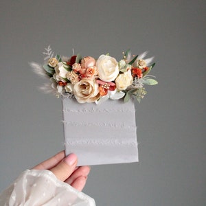 Pocket boutonniere,Orange ivory boutonnieres,Buttonhole,Wedding flowers,Groom,Groomsmen,Wrist corsage,Fall,Woodland wedding,Rust Boutonniere
