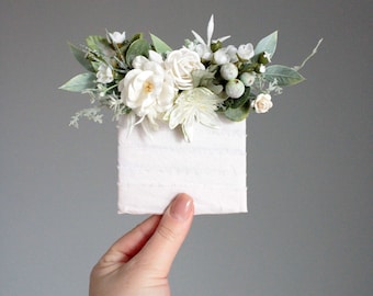 Rustic White Floral Pocket Boutonniere, Groom & Groomsmen Accessory