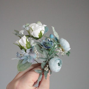 Blue wedding hair pins,White blue wedding hair pins,Flower headpiece, White flower hair pins,Wedding hair pieces image 5