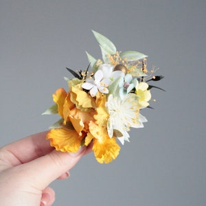 Wedding hair piece,Yellow flower pins,Yellow-blue flower pins,Wedding hair pin,Rustic wedding clip,Rustic wedding pin image 7