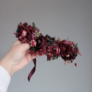 Marsala crown,Burgundy wedding,Burgundy headpiece,Bridesmaid crown,Bridal flower crown,Wedding accessories,Burgundy flower crown,Girl crown