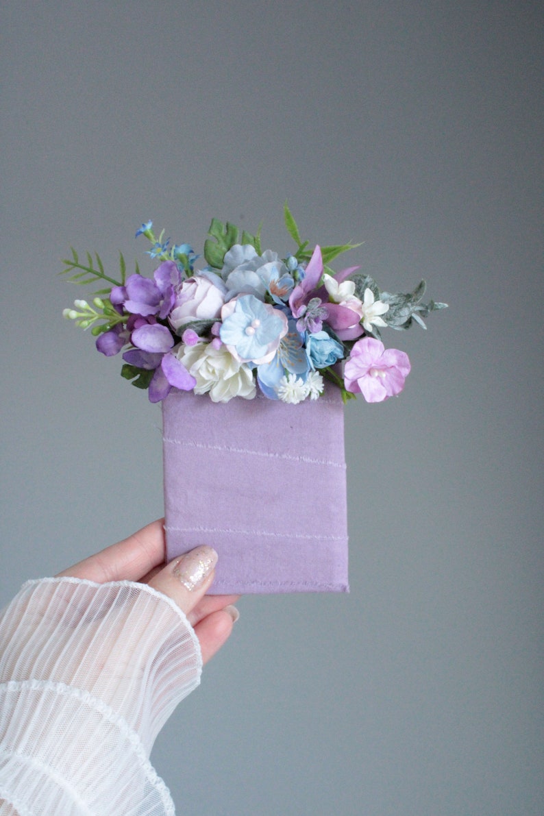 Boutonnière de poche, fleur violette mauve, boutonnière de verdure, marié, garçons d'honneur, bague à fleurs, accessoires de mariage Boho, boutonnière pour hommes image 5