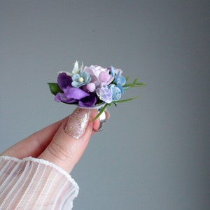 Boutonnière de poche, fleur violette mauve, boutonnière de verdure, marié, garçons d'honneur, bague à fleurs, accessoires de mariage Boho, boutonnière pour hommes image 6