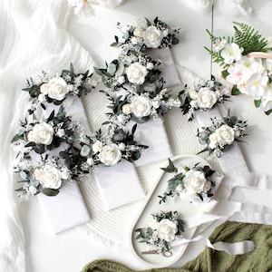 Wedding boutonniere and wrist corsage set,romantic floral accessories.