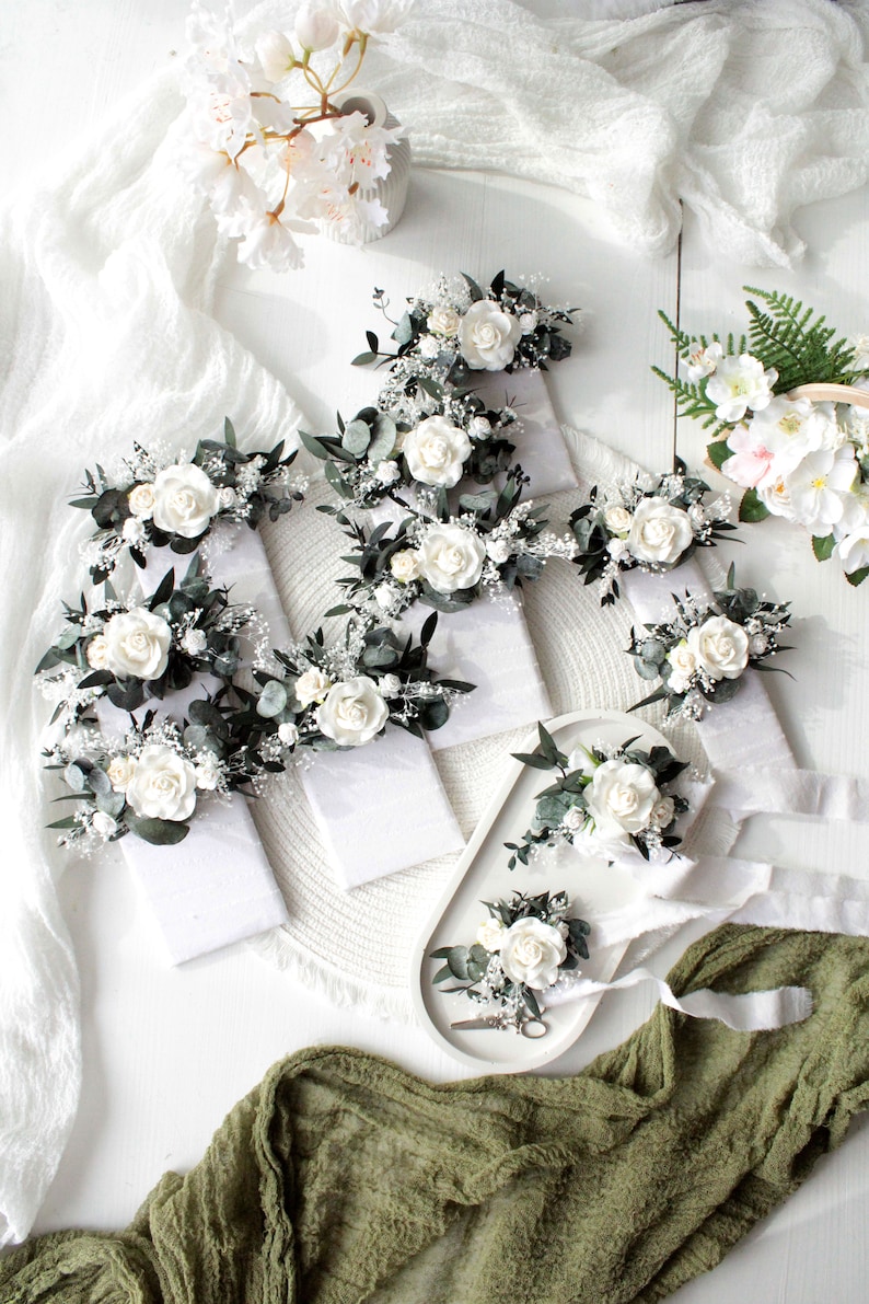 Wedding boutonniere and wrist corsage set,romantic floral accessories.
