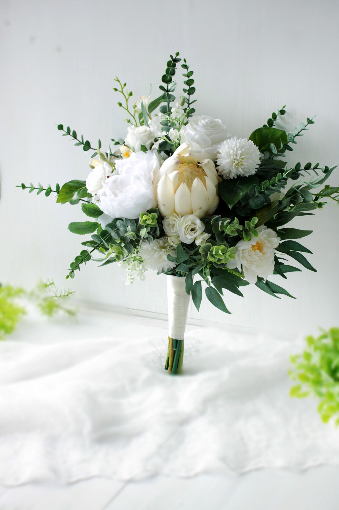 eucalyptus and peony bouquet
