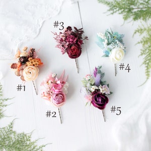 Fall flower hair pins,Floral hair pin,Rustic wedding clip, Woodland wedding,Pink floral pins,Bohemian hair pins,Bridesmaid flower headpiece, image 3