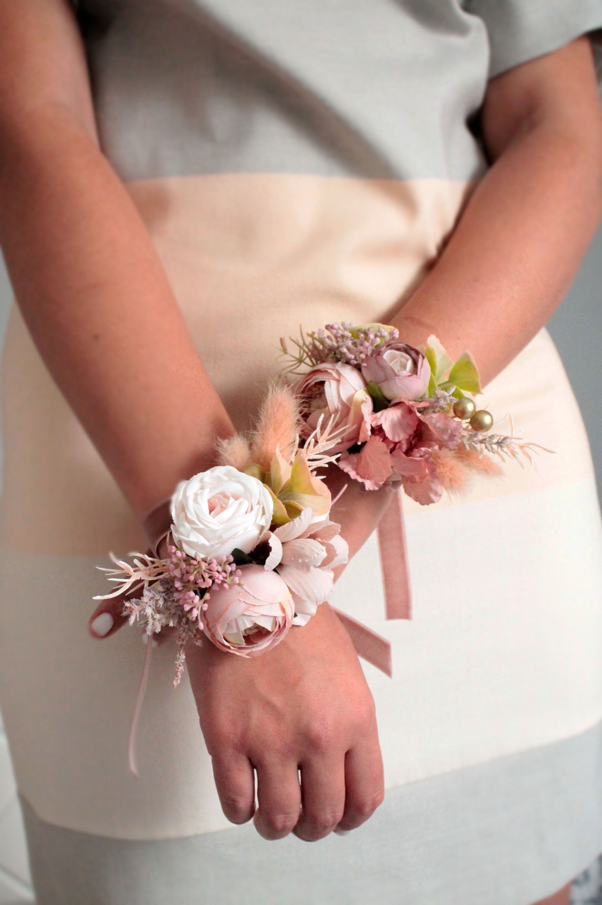 Blush Pink Creamy Flower Corsageflower Corsagepink Etsy