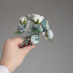 Blue wedding hair pins,White blue wedding hair pins,Flower headpiece, White flower hair pins,Wedding hair pieces image 6