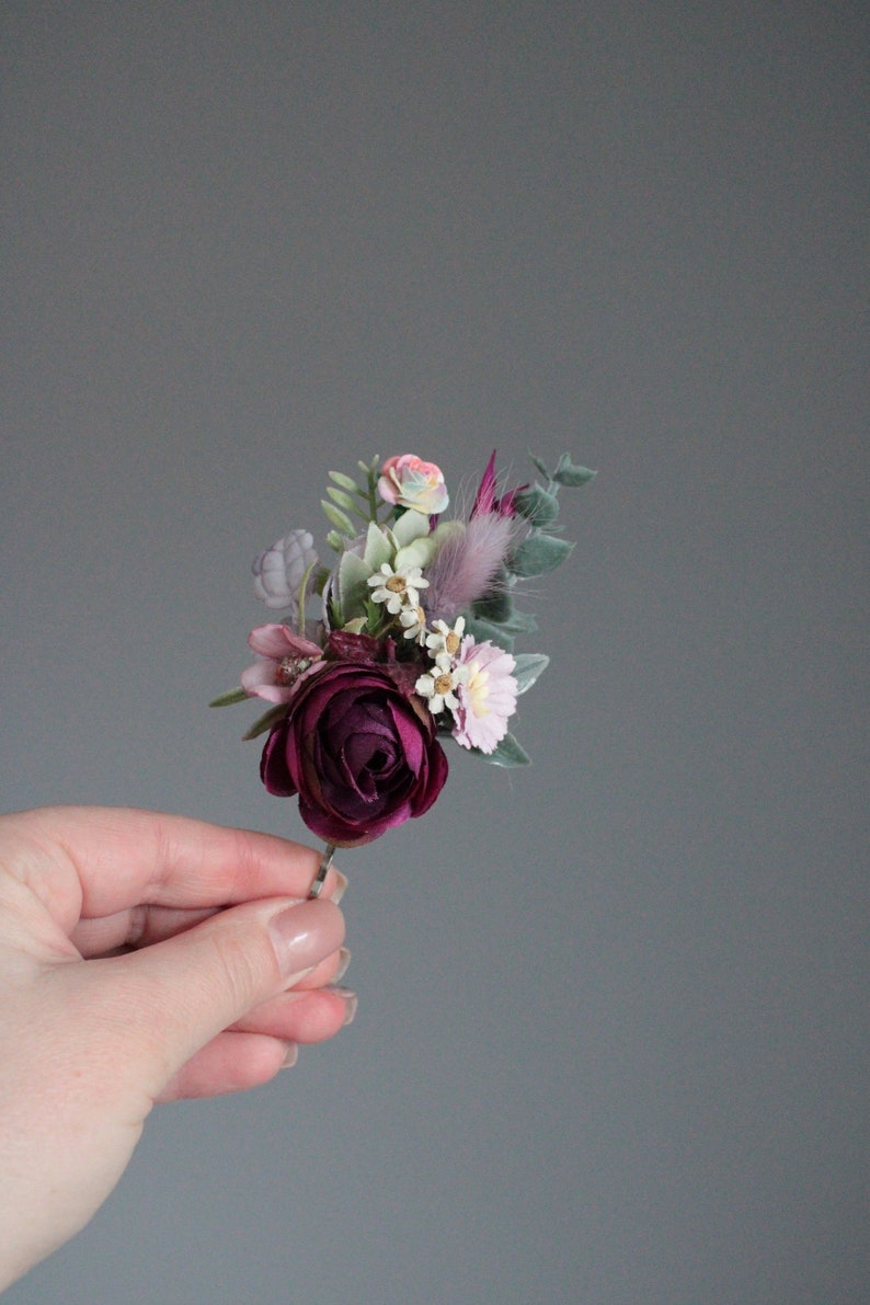 Fall flower hair pins,Floral hair pin,Rustic wedding clip, Woodland wedding,Pink floral pins,Bohemian hair pins,Bridesmaid flower headpiece, image 6