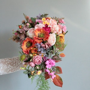 Pastel Wildflower Bridal Bouquet,Dusty pink-orange flowers,Spring summer wedding,Bridal bouquet,Pastel flower,pastel summer bouquet