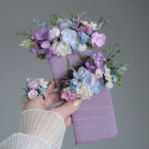 Boutonnière de poche, fleur violette mauve, boutonnière de verdure, marié, garçons d'honneur, bague à fleurs, accessoires de mariage Boho, boutonnière pour hommes image 7