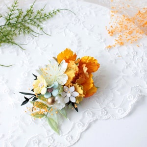 Wedding hair piece,Yellow flower pins,Yellow-blue flower pins,Wedding hair pin,Rustic wedding clip,Rustic wedding pin image 6