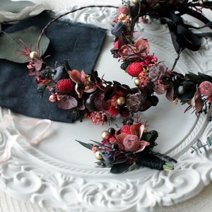 Berry floral crown,Bridal flower crown,Summer flower crown,Wedding flower crown,Bridal hair piece,Bridesmaid crown,Flower girl crown image 7