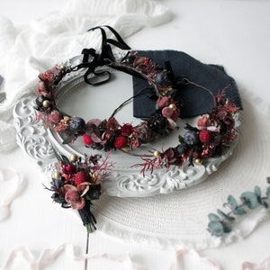 Berry floral crown,Bridal flower crown,Summer flower crown,Wedding flower crown,Bridal hair piece,Bridesmaid crown,Flower girl crown image 5