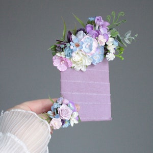 Boutonnière de poche, fleur violette mauve, boutonnière de verdure, marié, garçons d'honneur, bague à fleurs, accessoires de mariage Boho, boutonnière pour hommes image 3