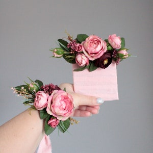 Pocket boutonniere dusty rose,Burgundy boutonniere,Buttonhole,Groom,Groomsmen,Men boutonniere,Wedding flower,Woodland wedding,Rustic corsage