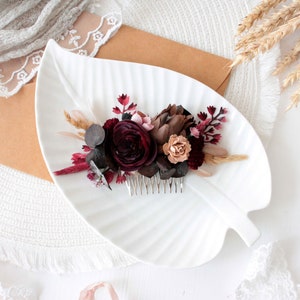Dusty pink burgundy flower crown,Burgundy blush pink crown ,Maroon wedding,Boho wedding,Bridal flower crown, image 8