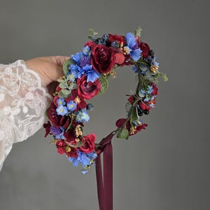 Stunning Handmade Red & Blue Flower Crown Stunning Handmade Red & Blue Flower Crown main image 4