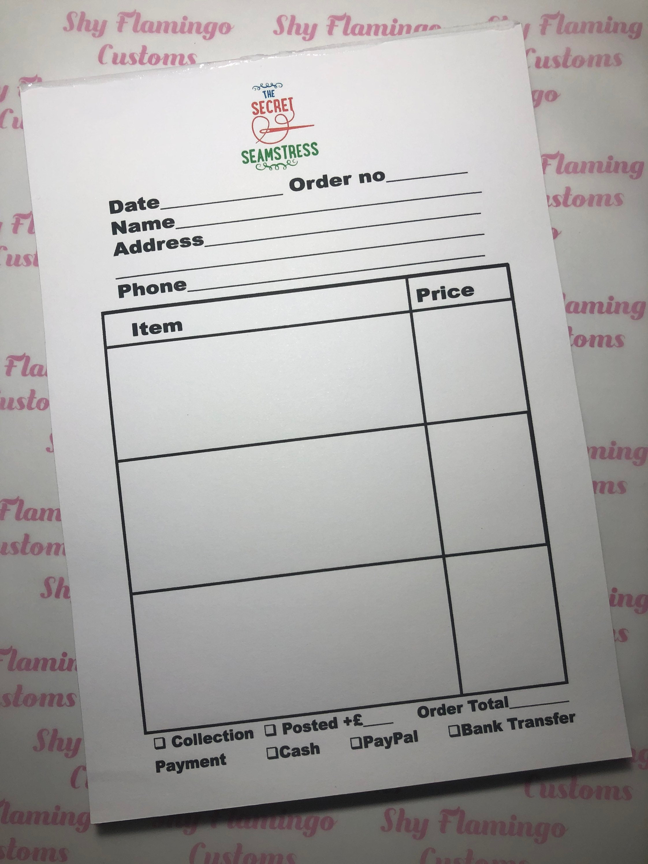 Custom A5 Notepad Order Form Small business supplies Craft Etsy