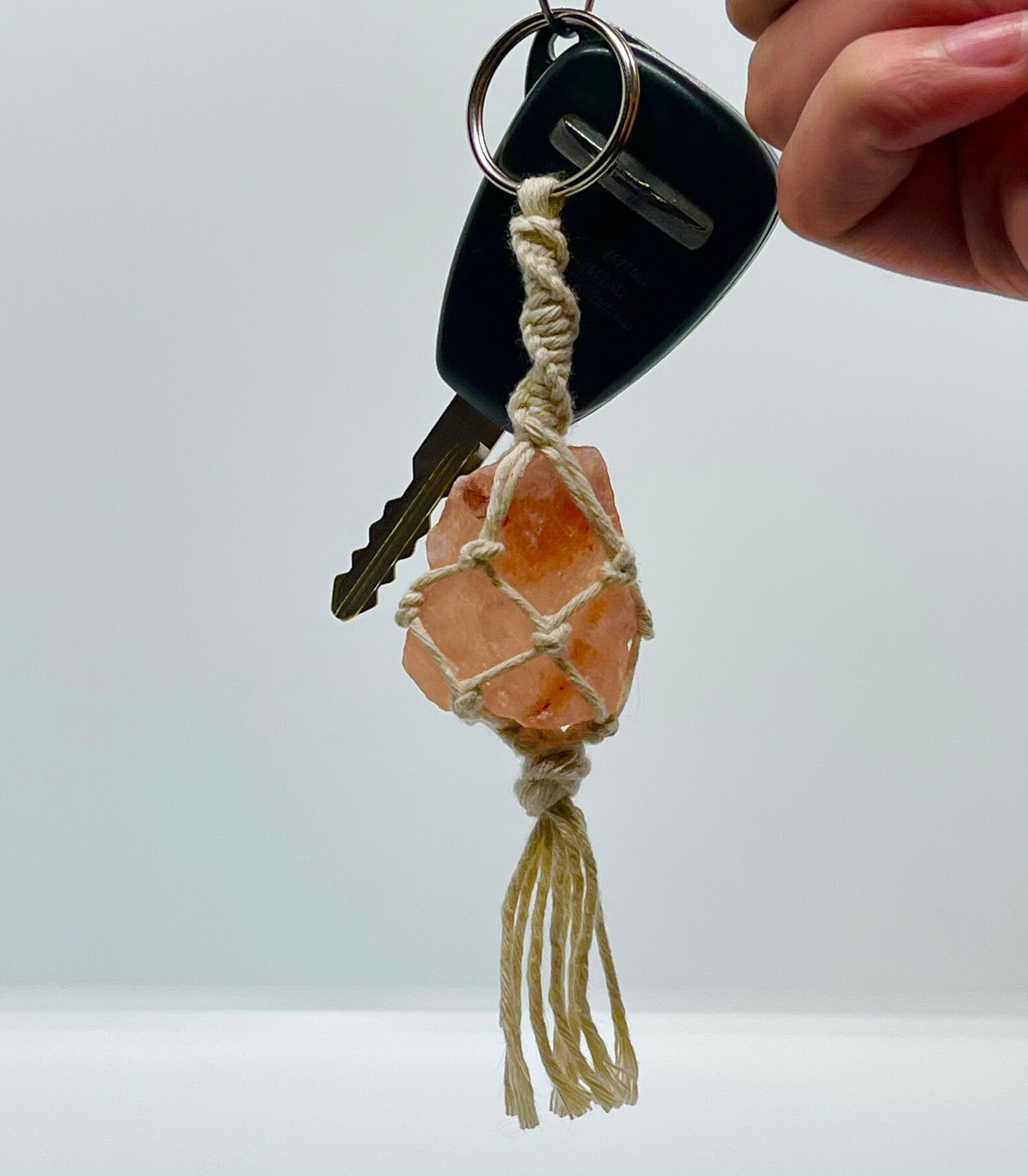 Himalayan Salt Rock Keychain Macrame Himalayan Salt Rock Key Etsy