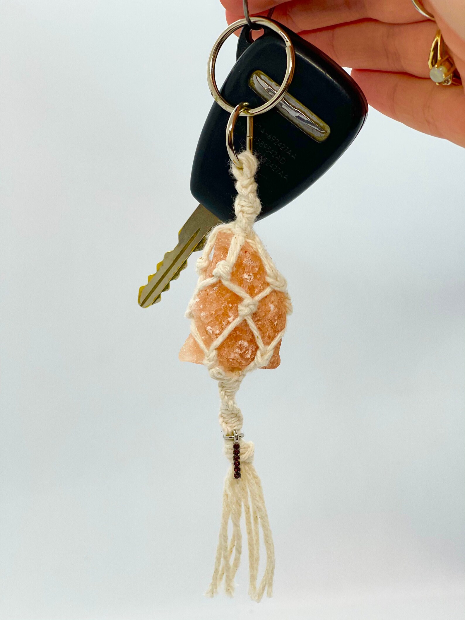 Himalayan Salt Rock Keychain Macrame Himalayan Salt Rock Key Etsy