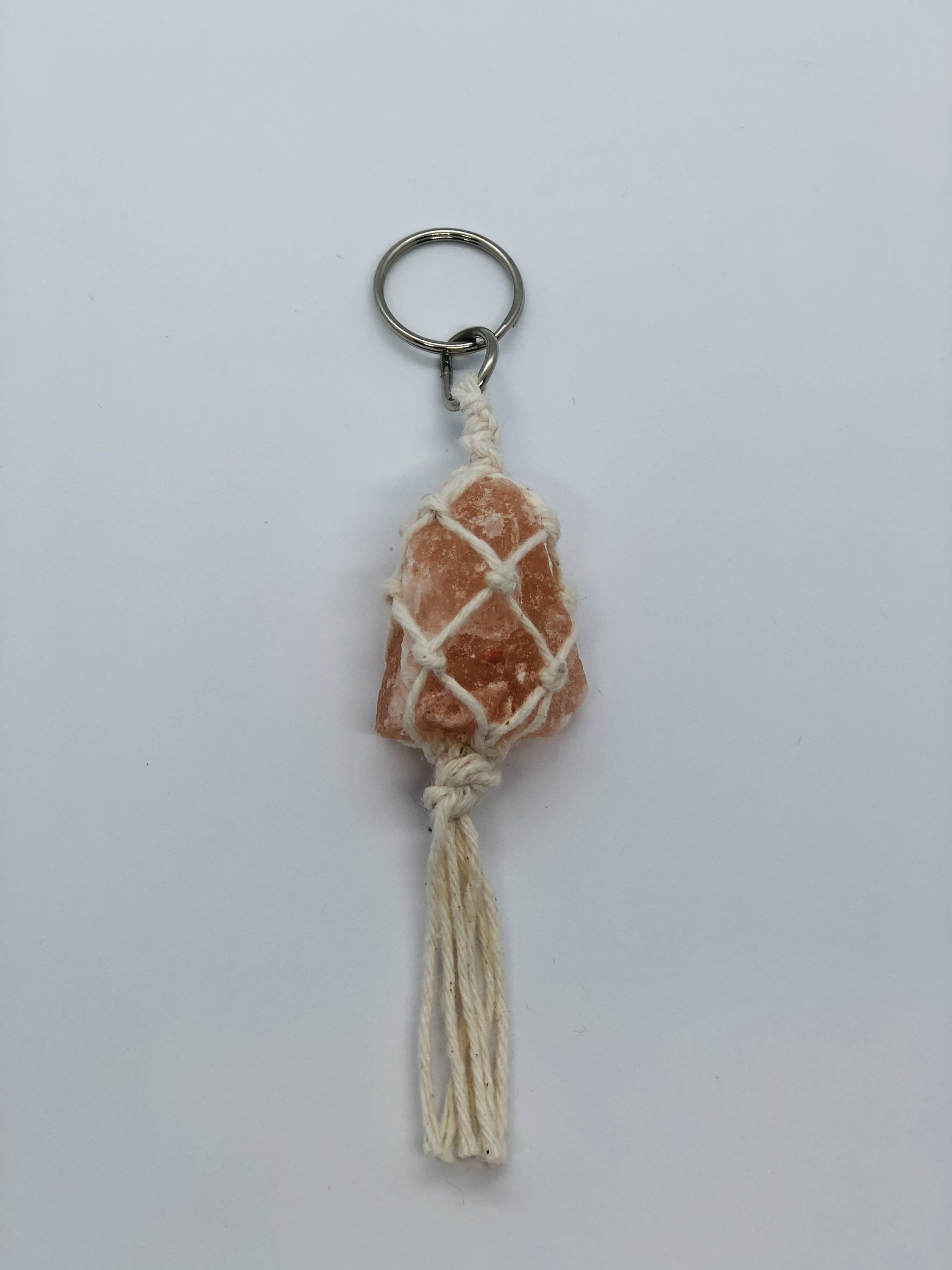 Himalayan Salt Rock Keychain Macrame Himalayan Salt Rock Key Etsy