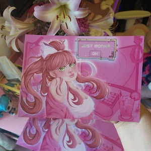 Doki Doki Literature Club DDLC Monika Print | Psychological Horror Video Game | anime kawaii cute gift gamer girl pink