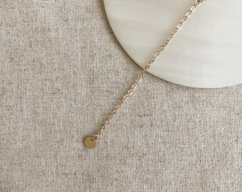 Handcrafted Coin Lariat Necklace in 14K Gold Filled, Tarnish-Resistant and Safe for Sensitive Skin
