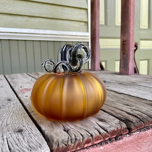 Hand Blown Glass Matte Pumpkin - Amber