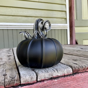 Hand Blown Glass Matte Pumpkin - Black