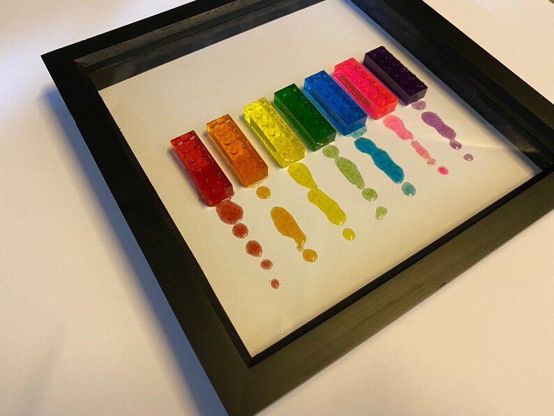 Epoxy Resin Art Lego Bricks Rainbow Drip Deep Box Frame Etsy