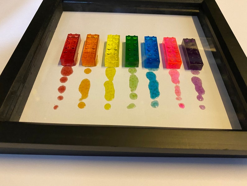 Epoxy Resin Art Lego Bricks Rainbow Drip Deep Box Frame | Etsy