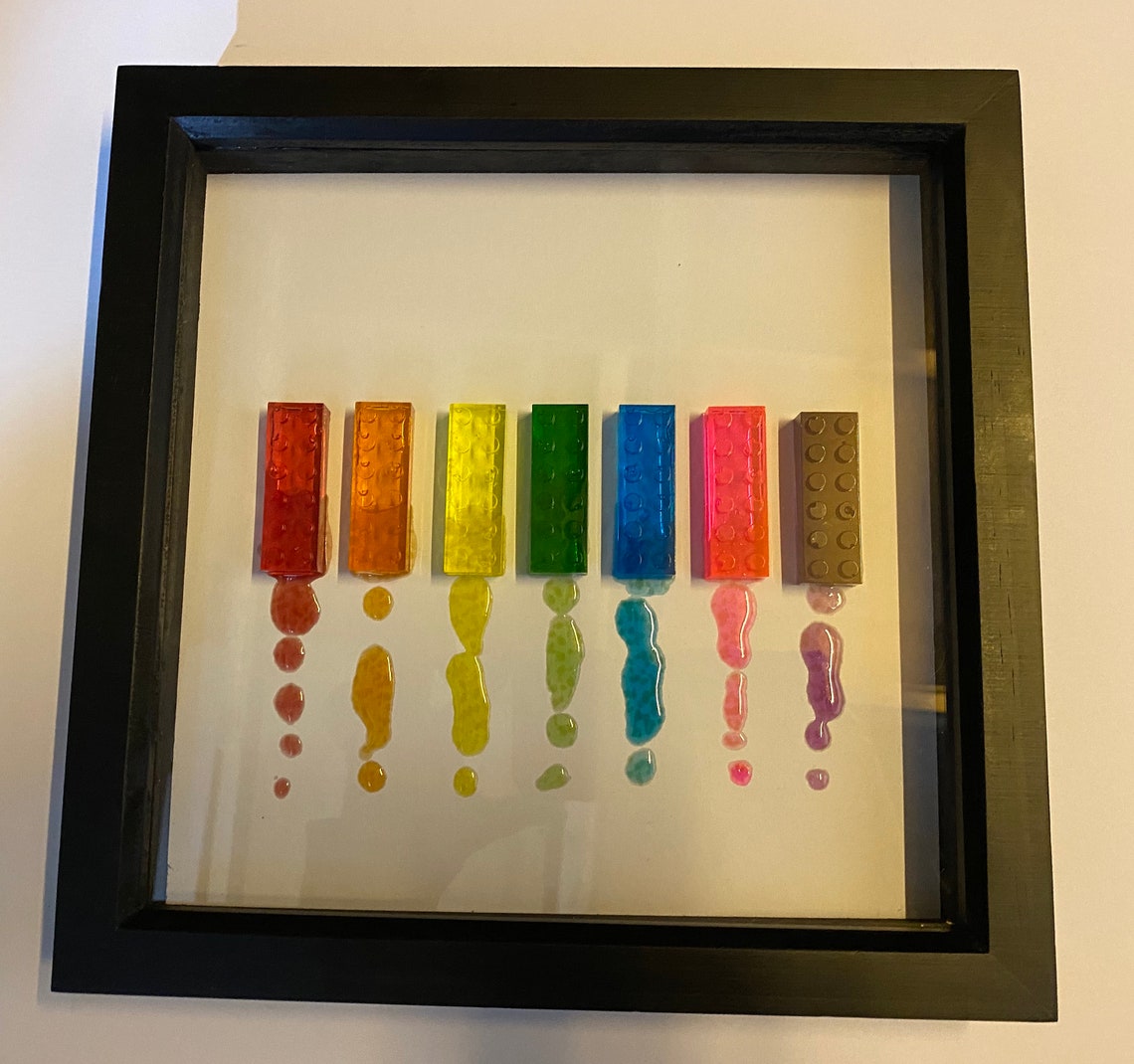 Epoxy Resin Art Lego Bricks Rainbow Drip Deep Box Frame Etsy