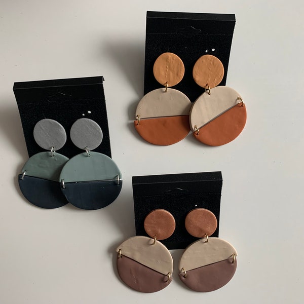 Color block polymer clay earrings
