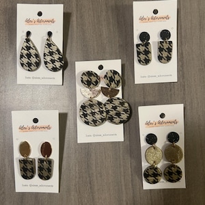 Black and gold Houndstooth earrings