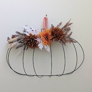 Fall Floral Wire Pumpkin Wreath